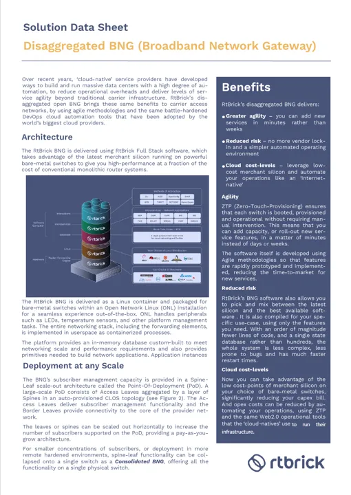 BNG Software Datasheet
