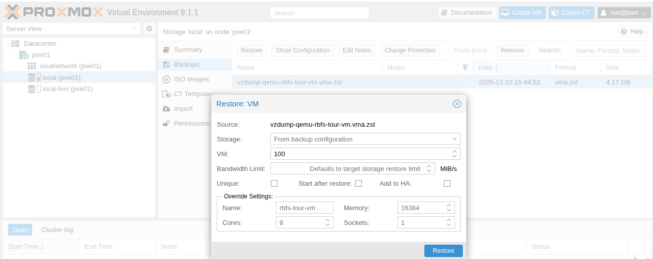 proxmox backup restore
