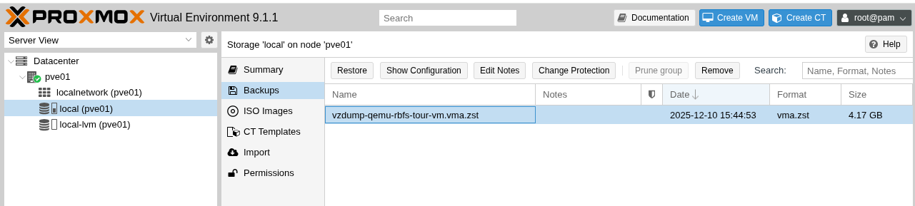 proxmox backups
